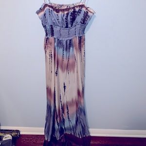 BCBG MaxAzria Tie Dye Silk Maxi Dress